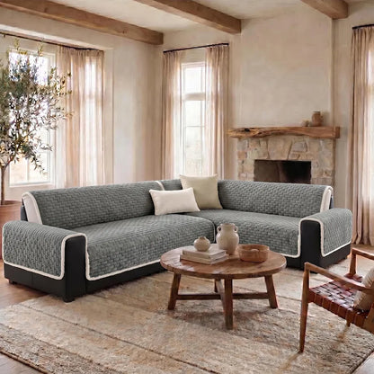One-Piece Plush Scratch-Resistant Large Couch Covers with Elastic Straps