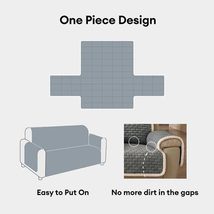 One-Piece Plush Scratch-Resistant Large Couch Covers with Elastic Straps