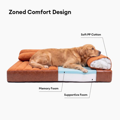 Large Waterproof Orthopedic Bolster Dog Sofa Bed - LuxeNest