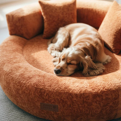 Luxe Diamond Velvet Removable Orthopedic Donut Dog Bed With Pillow - DreamNest