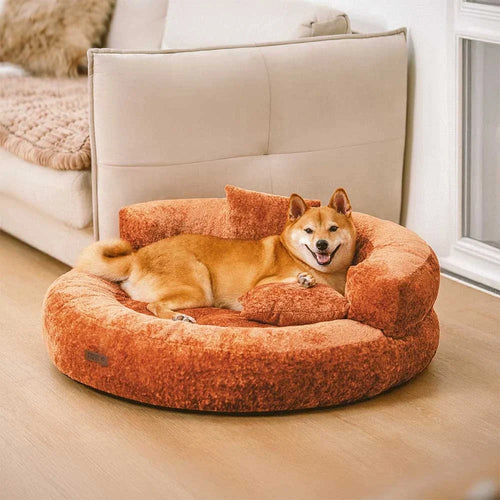 Luxe Diamond Velvet Removable Orthopedic Donut Dog Bed With Pillow - DreamNest