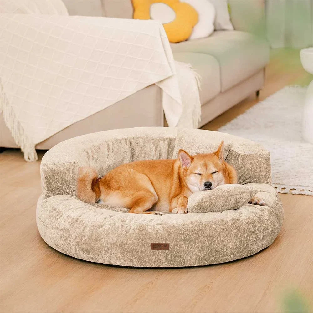 Luxe Diamond Velvet Removable Orthopedic Donut Dog Bed With Pillow - DreamNest