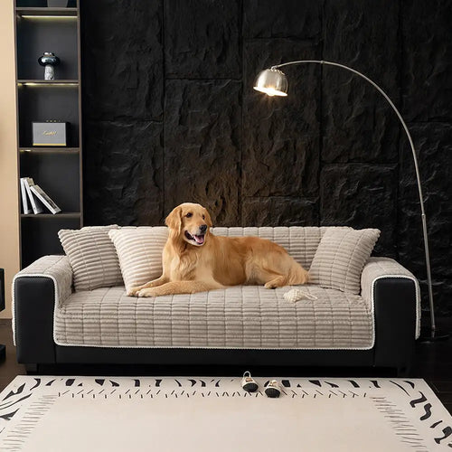 One-Piece Cozy Flannel Sofa Protection Non-Slip Couch Covers