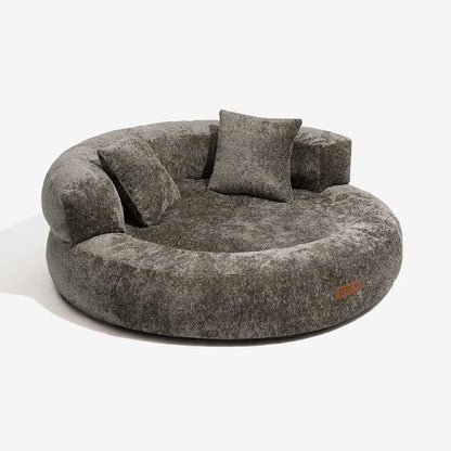Luxe Diamond Velvet Removable Orthopedic Donut Dog Bed With Pillow - DreamNest