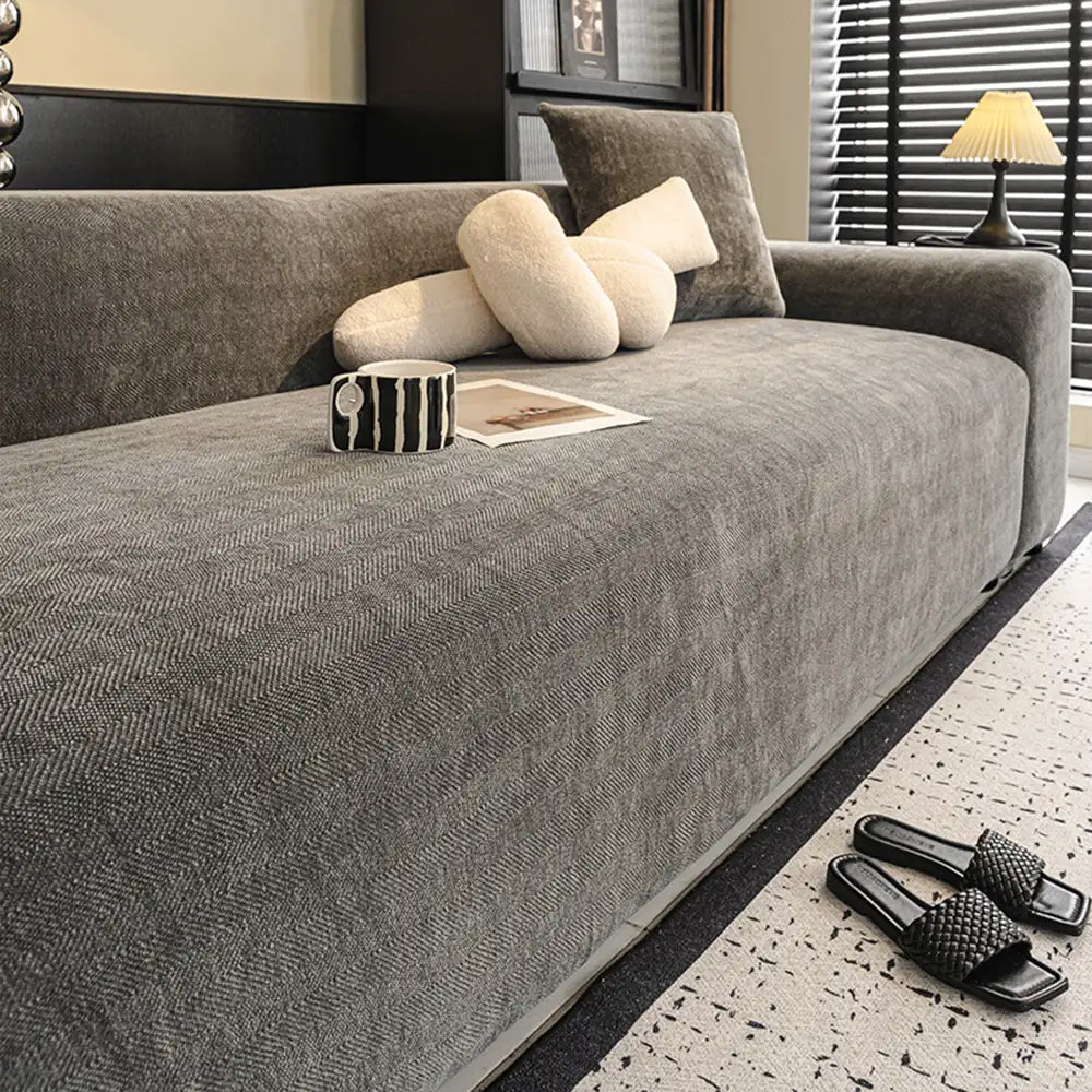 Herringbone Full Coverage Scratch-Resistant Sofa Protection Magic Stretch Couch Cover