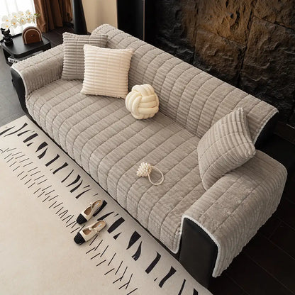 One-Piece Cozy Flannel Sofa Protection Non-Slip Couch Covers