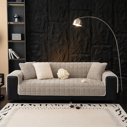 One-Piece Cozy Flannel Sofa Protection Non-Slip Couch Covers