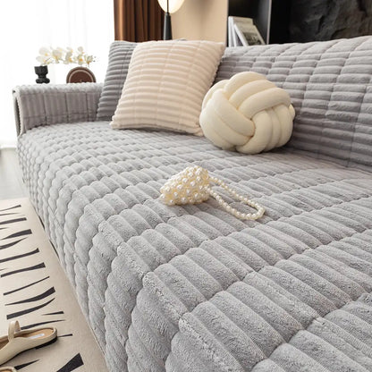 One-Piece Cozy Flannel Sofa Protection Non-Slip Couch Covers