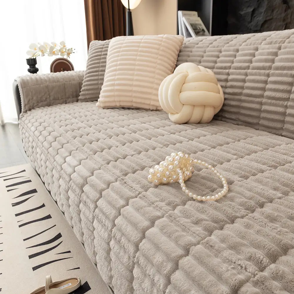 One-Piece Cozy Flannel Sofa Protection Non-Slip Couch Covers