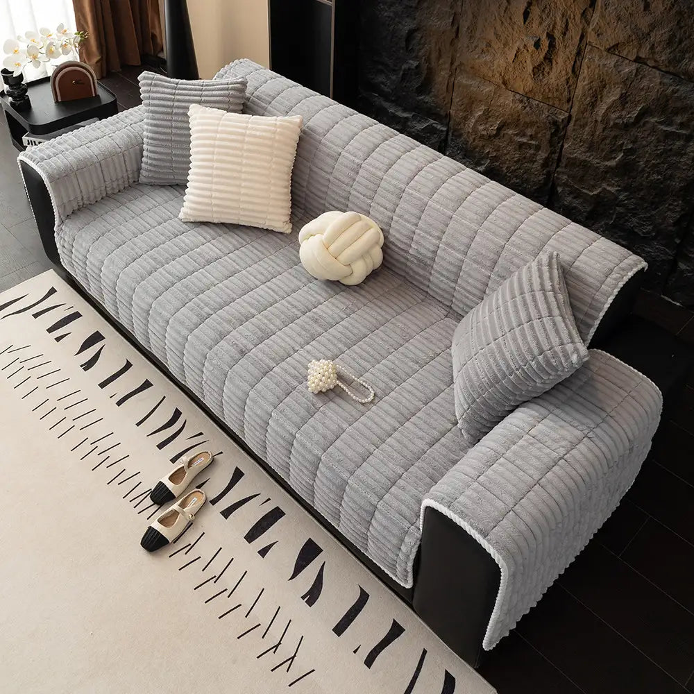 One-Piece Cozy Flannel Sofa Protection Non-Slip Couch Covers