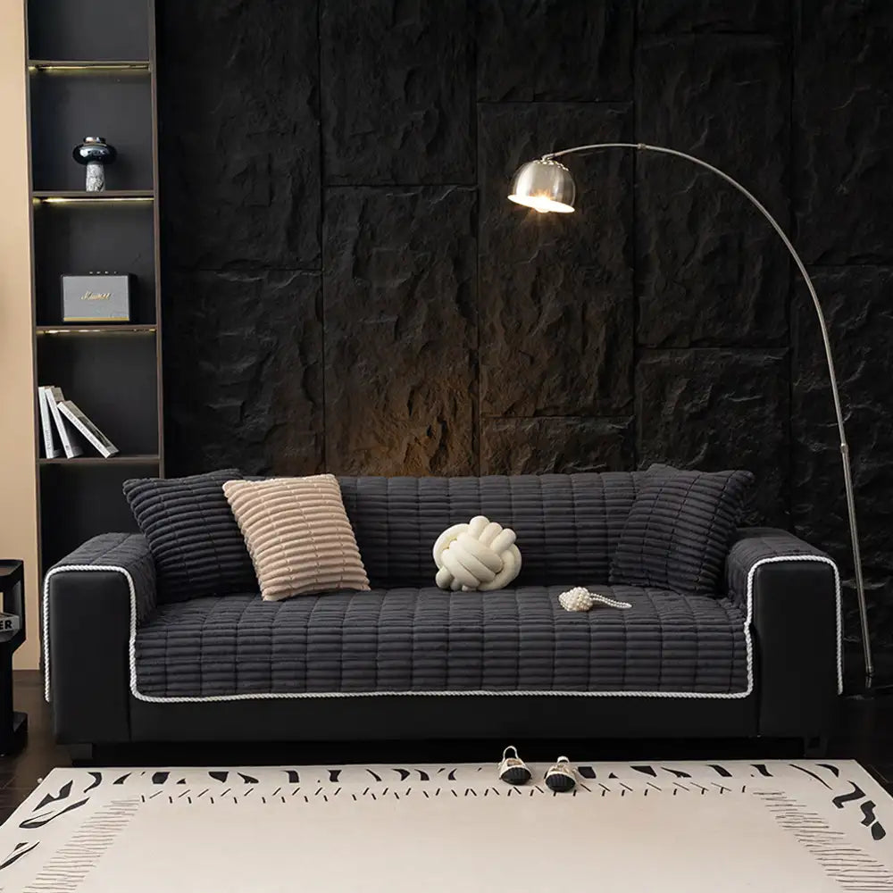 One-Piece Cozy Flannel Sofa Protection Non-Slip Couch Covers