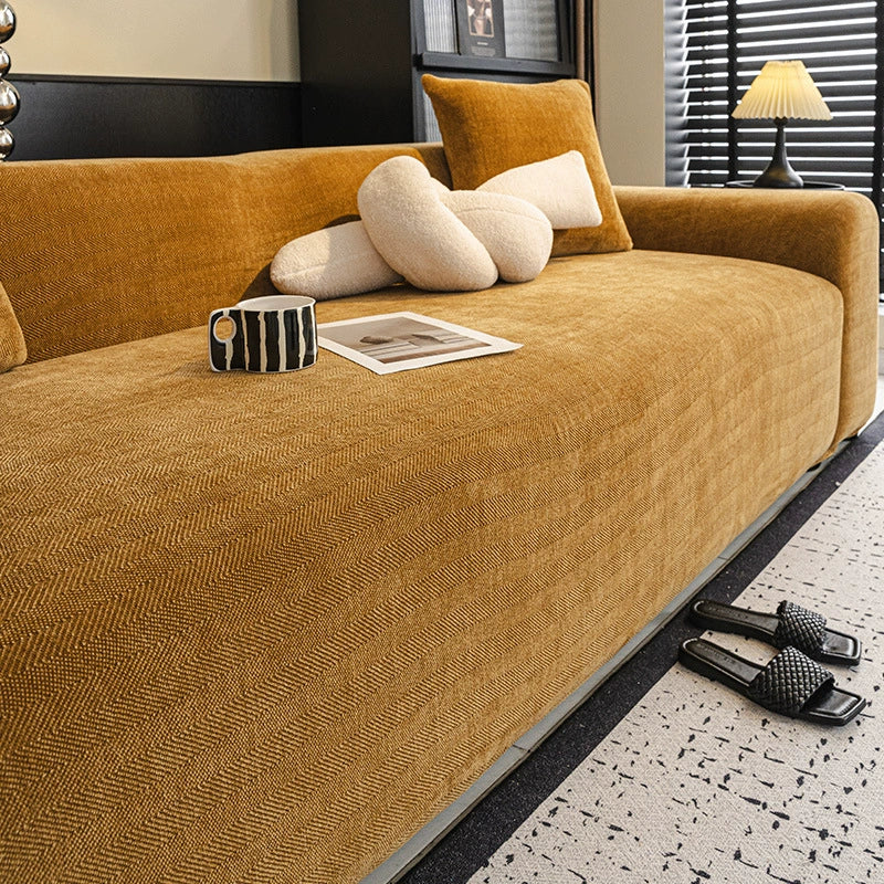 Herringbone Full Coverage Scratch-Resistant Sofa Protection Magic Stretch Couch Cover