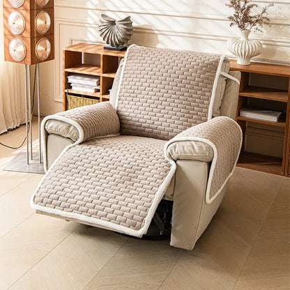 One-Piece Plush Scratch-Resistant Large Couch Covers with Elastic Straps