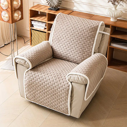 One-Piece Plush Scratch-Resistant Large Couch Covers with Elastic Straps