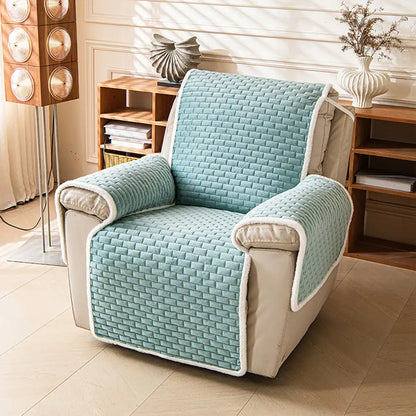 One-Piece Plush Scratch-Resistant Large Couch Covers with Elastic Straps