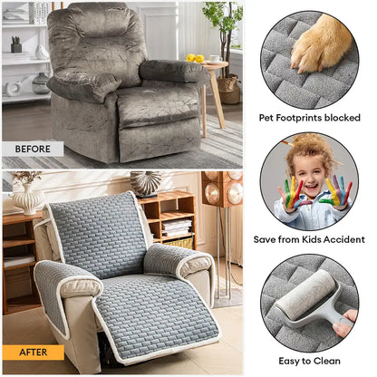One-Piece Plush Scratch-Resistant Large Couch Covers with Elastic Straps