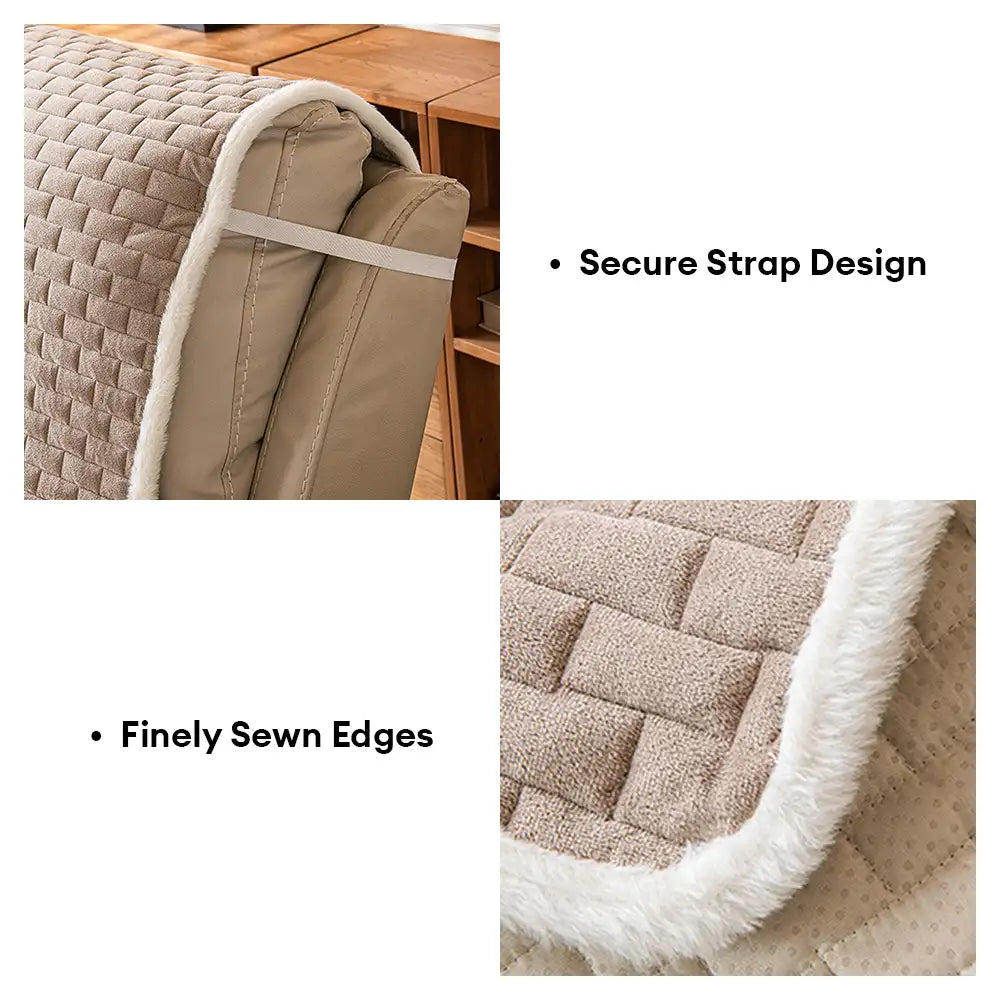 One-Piece Plush Scratch-Resistant Large Couch Covers with Elastic Straps