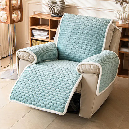 One-Piece Plush Scratch-Resistant Large Couch Covers with Elastic Straps
