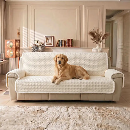 One-Piece Plush Scratch-Resistant Large Couch Covers with Elastic Straps